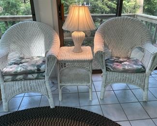 Summery--Wicker Chairs, Table and Lamp!