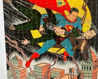 "SUPERMAN Over the City" SUPER RARE!1940 Saalfield Puzzle--500 Pieces! Pic of another assembled example.
