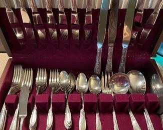 Sterling Silver,12-Piece Setting, Plus Extras =55 Pieces & Lined Box! Oneida "Virginia" Style--Bon Appetite!