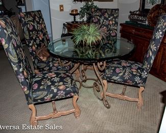 GLASS TOP DINETTE TABLE AND CHAIRS