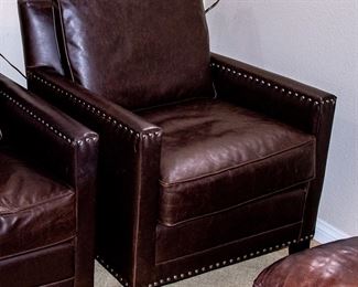 PAIR OF LEATHER ARM CHAIRS 