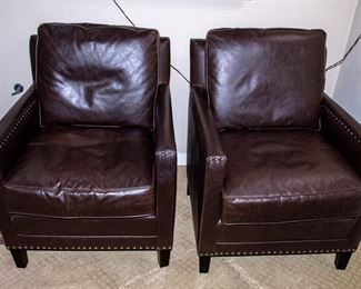 PAIR OF LEATHER ARM CHAIRS 