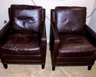 PAIR OF LEATHER ARM CHAIRS 