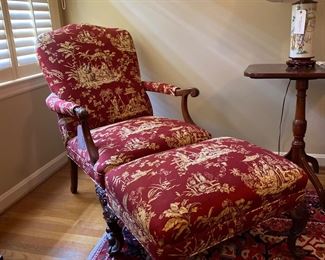 Georgian style armchair with matching ottoman.