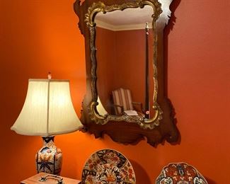 Late 18th century Georgian Mahogany mirror with gilt sight molding.