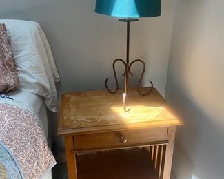 (2) matching nightstands and (2) teal table lamps (only one photographed)