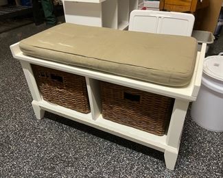 Painted white bench with storage