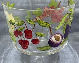 Handpainted Fruit Trifle Pedestal Bowl