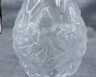 Frosted Rose Decanter with Chrome Stopper