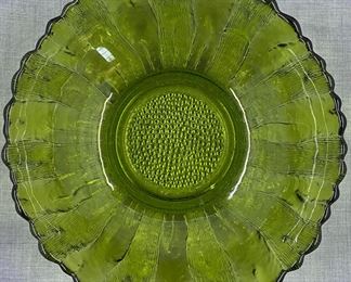 Indiana Glass Avocado Sunflower Serving Bowl