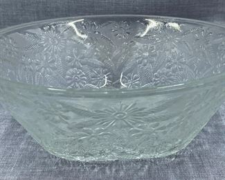 Indiana Glass Pressed Clear Floral Salad Bowl