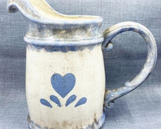 Pottery Pitcher with Heart Design