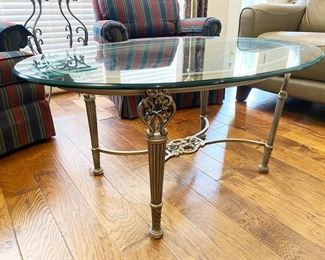 Bevelled Oval Glass Neo Classical Style Coffee Table