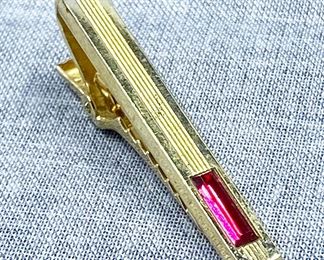 Red Stone Inlay Tie Clip