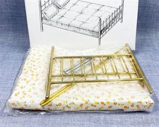 Doll House Brass Bed with Mattress Made in Taiwan