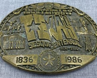 Texas Sesquicentennial Brass Belt Bucklet