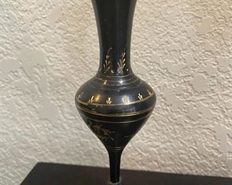 Black Brass Ruffle Rim Vase