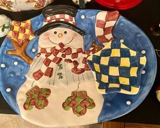 World Bazaar Snowman Tray with Fixed Bowl