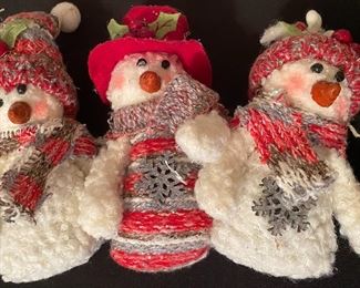 Trio of Flocked Snowmen Mini Plushes