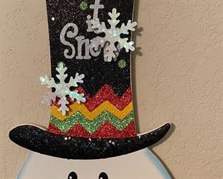 Let it Snow Snowman Glitter Wall Hanging