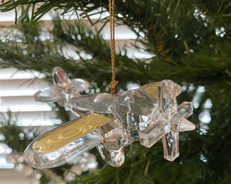 Acrylic Biplane Christmas Ornament