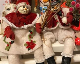 Snowman and Snowlady Shelf Sitter Figurines