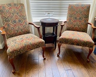 Federalist Tapestry Upholstered Arm Chair Pair