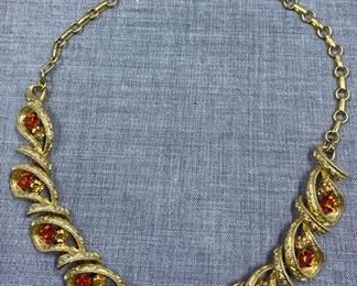 Coro Style Amber Rhinestone Necklace