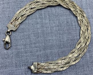 Italian 925 Silver Woven Chain Bracelet