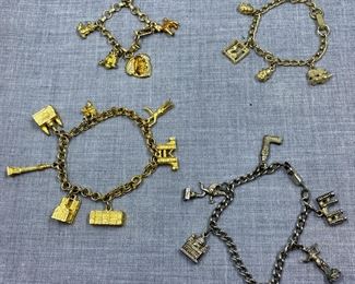 Vintage Goldtone and Silvertone Charm Bracelets
