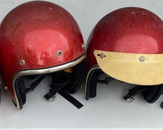 FOR DECOR ONLY - Red Metallic Motorcycle Helmets