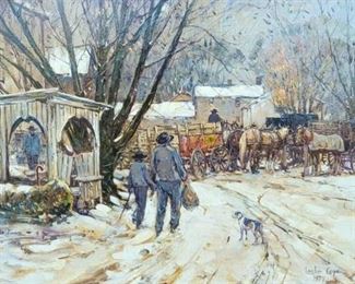 Leslie Cope (1913-2002) “The Drinking Trough, Kidron, Ohio” 1977 Oil on Canvas