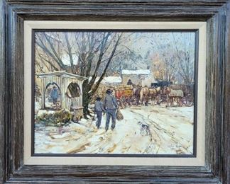 Leslie Cope (1913-2002) “The Drinking Trough, Kidron, Ohio” 1977 Oil on Canvas