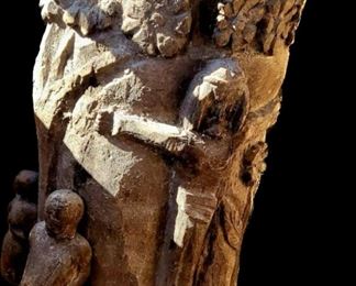 Carved Wood Mexican Ceremonial Drum