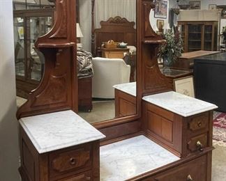 Victorian Mirrored Chest with Marble