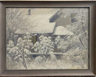 Alexis Jean Fournier (1865-1948, Indiana/ Minnesota) Winter Scene Oil on Board