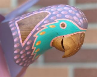 James Mellick (Contemporary) Painted Wood & Signed Parrot