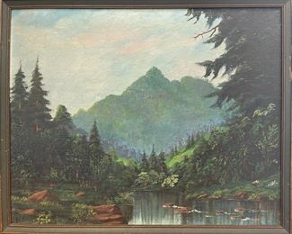 G. Stauning “The Chimneys Near Gatlinburg, Tennessee” 1948 Oil 