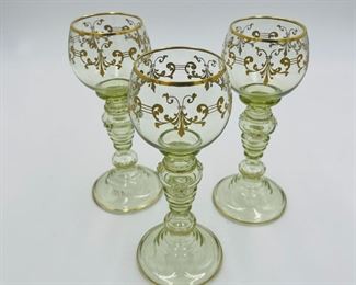 Antique Gilt Bohemian Wines (3pc Set)