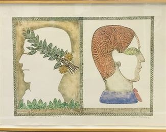 Ford Ruthling (1933-2015, New Mexico) “Reflected Image” 1984 Embossed Painting