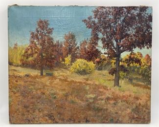 Joseph Trevitts (1890-1970, Michigan) 1930 Autumn Landscape Oil on Canvas