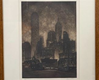 Samuel Chamberlain (1895-1975, American) “Manhattan Twilight” Etching & Drypoint #99/100