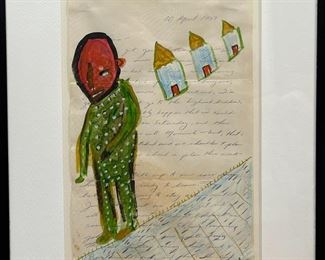 Karl Mullen (Contemporary, Ireland) Folk Art Mixed Medias on Paper