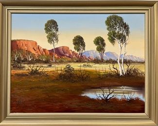 Henk Gerrit Guth (1921-2003, Australia) “The MacDonnell Ranges” Oil on Canvas