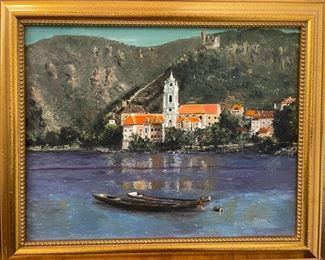 Ingeborg McGlynn (20th c., American) “Danube Passage” Oil on Canvas