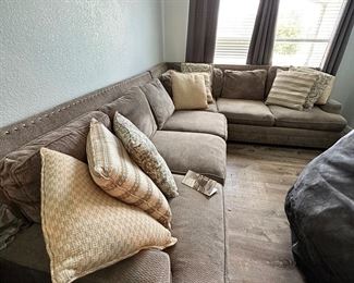 Gray L shaped sectional couch