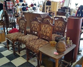Six upholstered dining room chairs nice clean