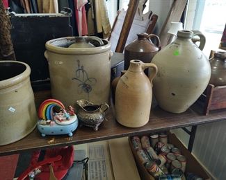 Many Crocs stoneware jugs