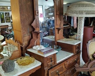 Eastlake marble top dresser three tier