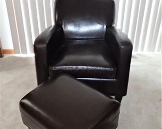 BLACK SIDE CHAIR AND OTTOAMN
